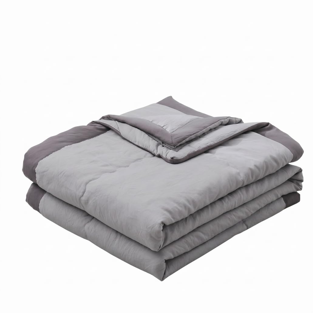 Couette respirante 140x200 en coton lavé gris anti-transpiration
