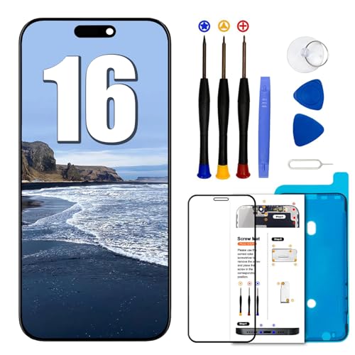 for iPhone 16 Screen Replacement 6.1 inch LCD Display Touch Screen Digitizer Assembly with Repair Tools Set Compatible with Model A3287 A3288 A3081 A3286