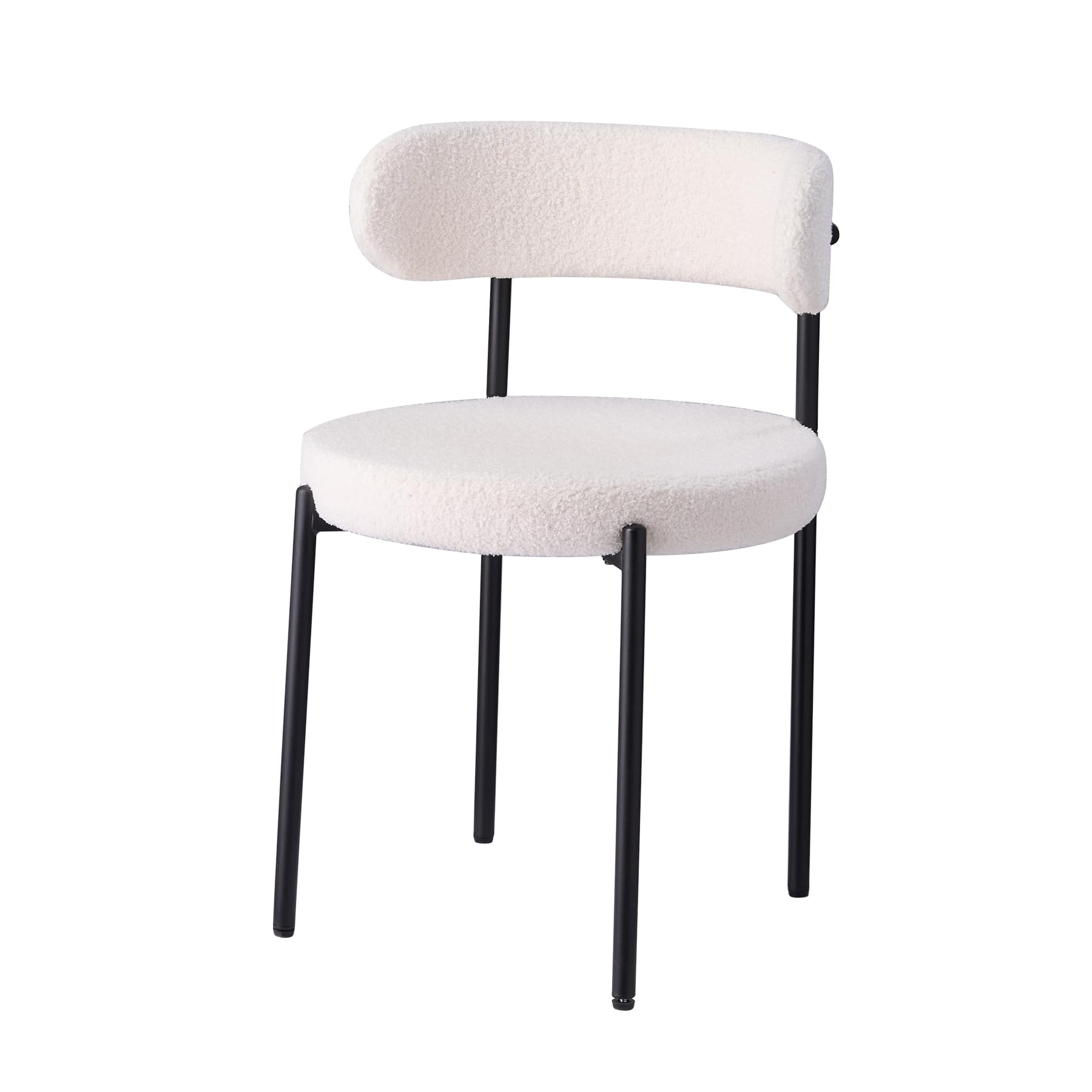 Pack de 4 Sillas de Comedor, Sillas de Cocina Modernas con Patas Metálicas y Respaldo Curvo, Sillas Redondas Tapizadas para Comedor, Cocina y Salón (Blanco)