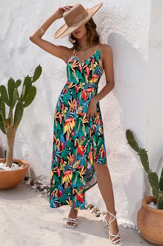 Image of Newshows Women's 2026 Lightweight Summer Wedding Guest Beach Vacation Casual V Neck Split Flowy Maxi Dress