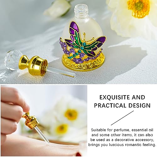Contenedor de perfume de cristal labrado artesanal con pedrería morada 7