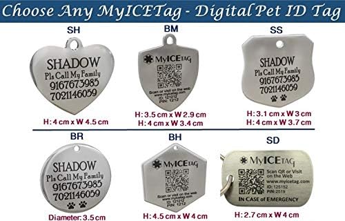 MyICETag Steel Personalized CUSTOM ENGRAVED SMART Tag Digital Pet ID System Track Scanned GPS Location Dog/Cat/Humans