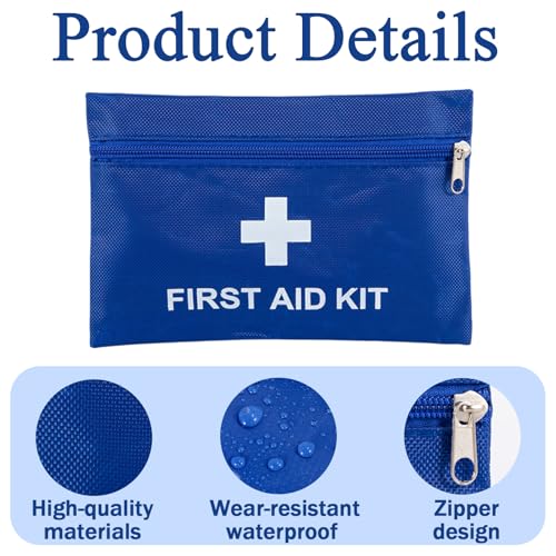 Image of 12 Pack Empty First Aid Kit Bag, Small First Aid Pouch Bulk, Water Resistant Travel Medical Organizer, Mini Emergency Supply Storage for Home, Car, Office, Camping, Outdoors (Blue, 20x14cm, Bag Only)