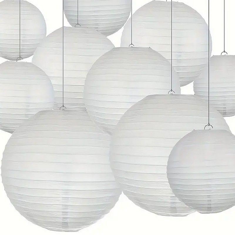 5 Lanternes Japonaises Rondes Lampions Boule Papier Blanc diam. 50 cm
