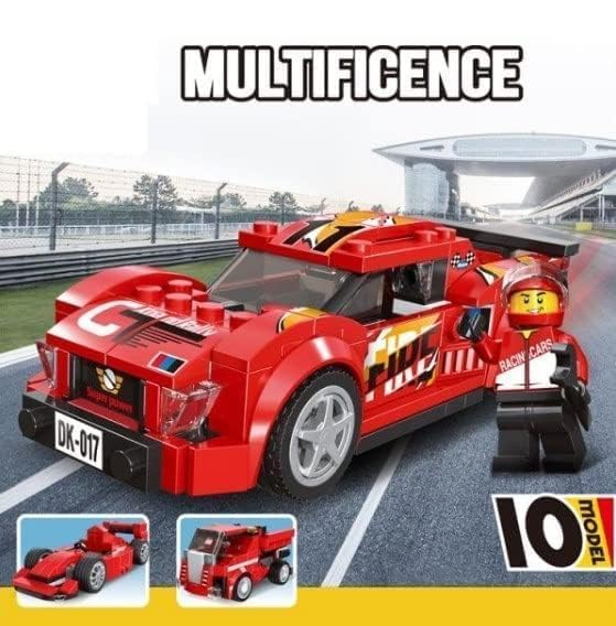 Cojuz 10-in-1 Red Race Car Building Blocks Kit 217 Pcs STEM Toy for Kids 6+ 4
