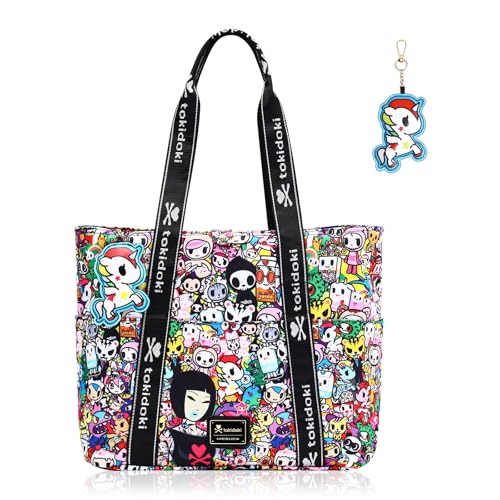 Tokidoki Large Tote Bag with Unicorno Keychain Laptop Travel Bag Shoulder Work Tote Weekender Bag Handbag for Women