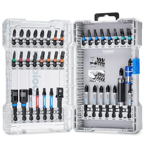 toolant Impact Driver Bit Set, Magnetic Screwdriver Bit Set, 1/4'' Hex S2 Steel Impact Driver Bit Set with Storage Box, 40-Piece