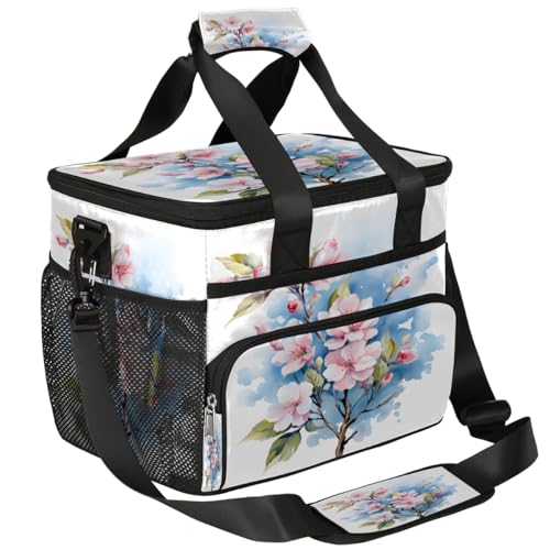 Pinks Insulated Picnic Backpack Lunch Box for Women Men Picnic Basket Tote Lunch Bag Picnic Bag Portable Lunch Bags for Picnic, Beach, Work, Trip,Office, Camp Beautiful Flower