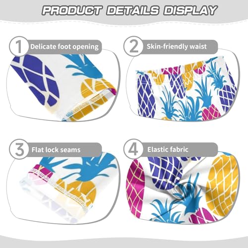 Bolaz Toddler Girls Leggings Printed Yoga Pants Leggings Blue Yellow Pineapple for Kids3