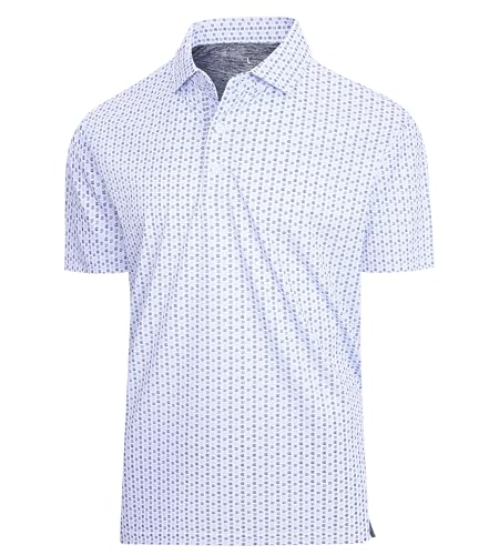 SAMERM Mens Golf Shirts Short Sleeve Dry Fit Performance Moisture Wicking Print Sport Polo Shirts for Men Casual