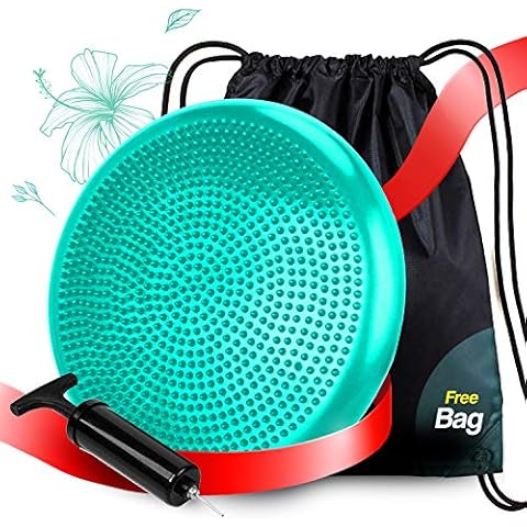 RFAQK Inflated Air Stability Wobble Cushion - Wiggle Seat to Improve Sitting Posture & Attention, Stability Balance Disc for Physical Therapy Exercise [Extra Thick, Pump, Bag, E-Book Included] Cover