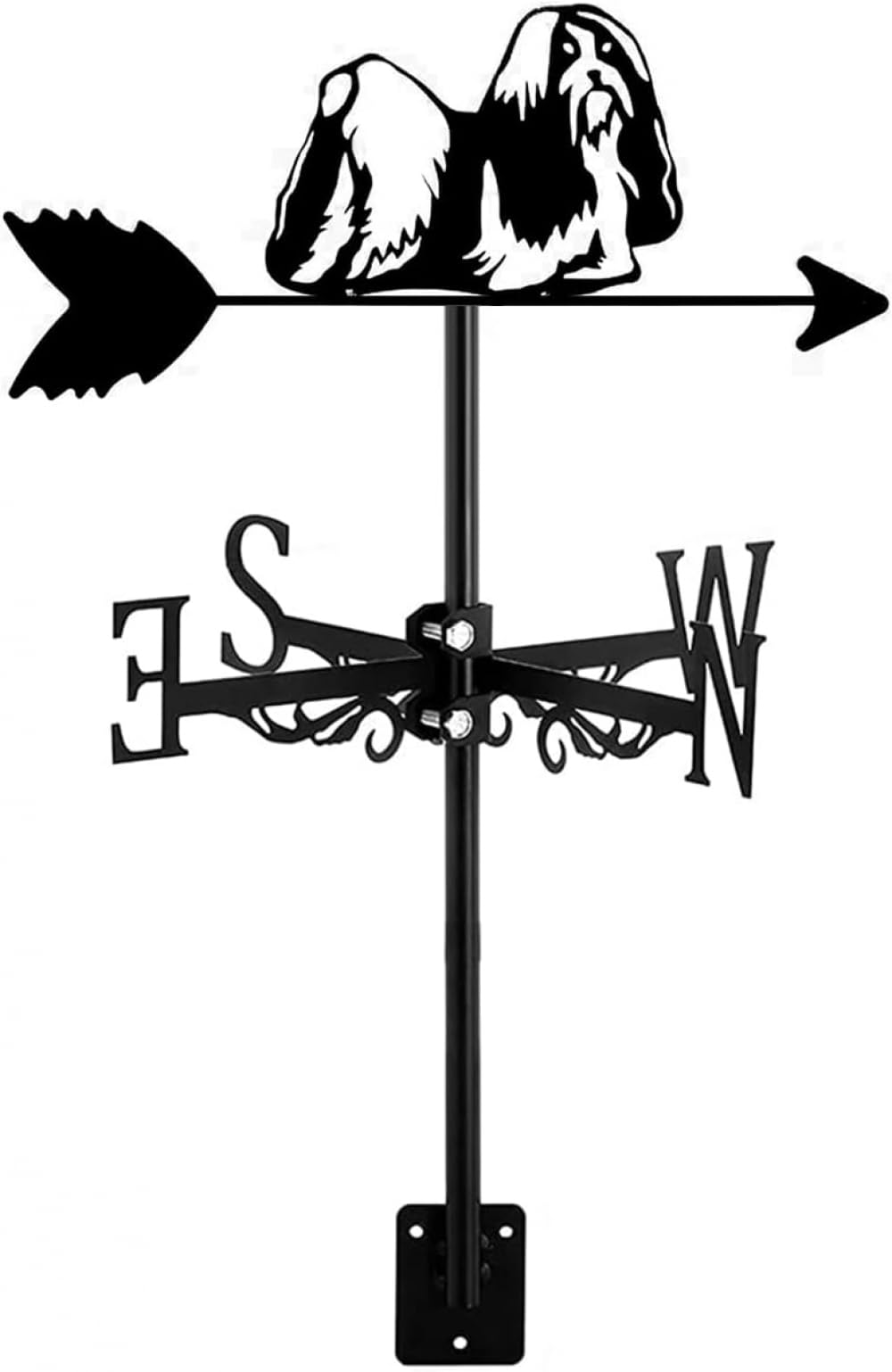 Wind Vane Weathervane Ornament Roof Mount, Direction Indicator Decoration Accessories for Farm, Yard, Cupola, Post, Barns, Sheds, Gardens-Shih Tzu