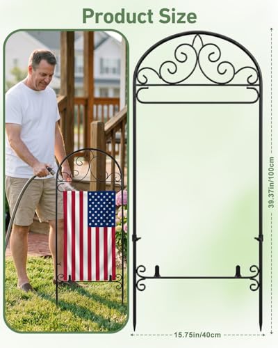 Image of Garden Flag Holder 2P, Heavy Duty Metal Yard Flag Stand for Outside, 40in x 16in Flags Stand Pole Fits Max 14in x 22in Flags - Outdoor Lawn Decor(Without Flag)