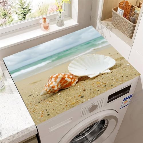 Highdi Protector para Parte Superior de Lavadora y Secadora, Alfombrilla de Diatom Antideslizante, Cubierta Protectora Antirrayas Cubre Lavadora (Concha 1,60x60cm)