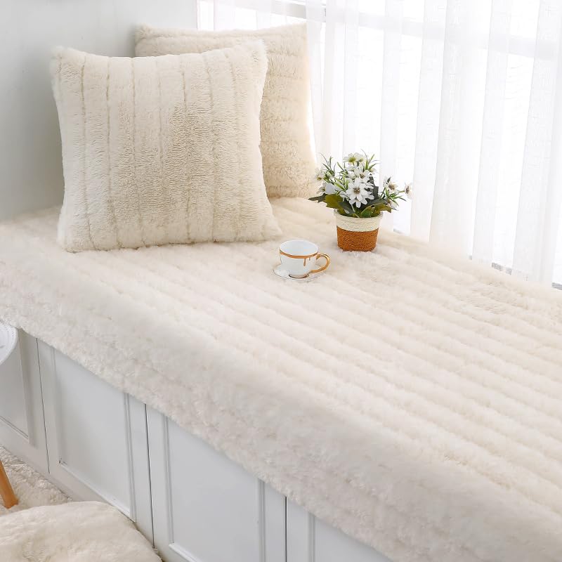 Tapis en peluche de couleur unie blanc haut de gamme 70 x 150 cm pour salon