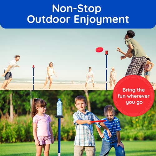 Giggle N Go Yard Games for Adults and Kids - Outdoor Polish Horseshoes Game Set for Backyard and Lawn with Frisbee, Bottle Stands, Poles and Storage Bag﻿