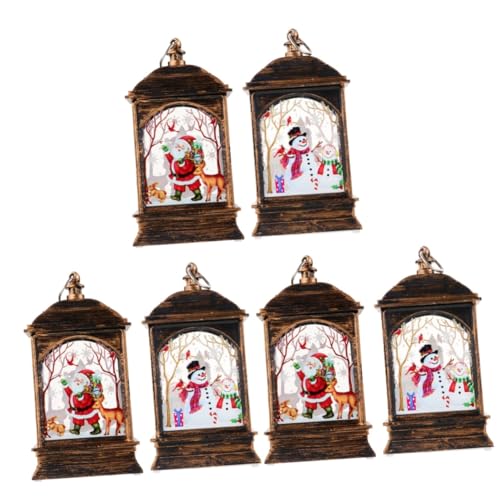 Cabilock 6 Pcs Christmas Light up Ornament Festive Decorations Holiday Decorations Lantern Christmas Decorations Desktop Decorative Light Christmas Lamp Christmas Storm Light Desktop Light