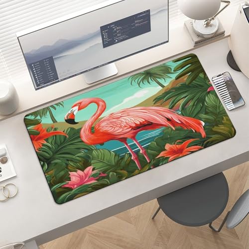 Tropical Flamingo Desk Pad con base de goma, grande, para juegos miniatura 6