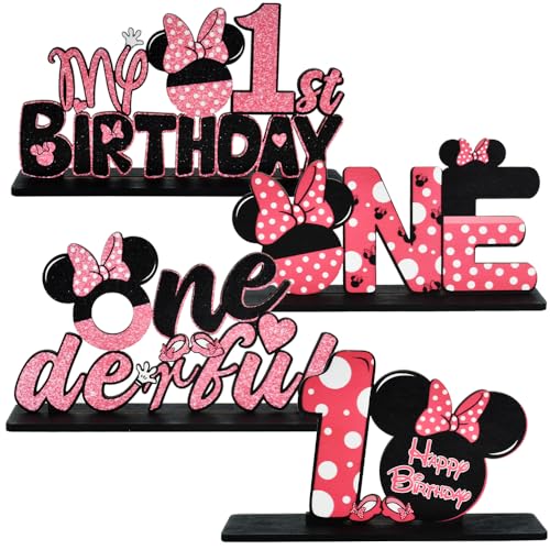 TONIFUL Pink Mouse 1st Birthday Centerpieces
