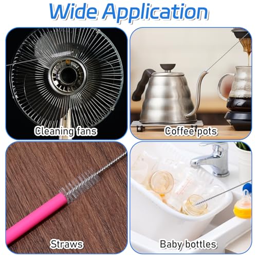 Image of Giantree 10 Pcs Straw Cleaner Brush, 11.8 Inch Extra Long Straw Cleaner Brush, Reusable Stainless Steel Handle Nylon Bristles Straws Cleaning Brushes for Cleaning Cup Straws Bottles Coffee Makers