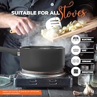 Utopia Kitchen Saucepan 2 QT Detachable Handle with Lid Grey Black — image 5