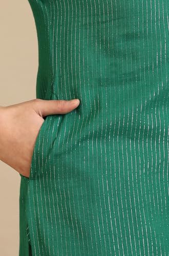 Image of Aurelia Women's Embellished Cotton Lurex Straight Kurta