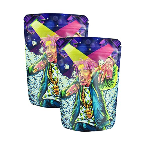 100 Pack Mylar Bag,3.5 Gram Printed Design Stand-up Packaging Pouch, Resealable Zip Lock Foil Food Storage Baggies Safe Material,3.62x5 Inches(Singer)