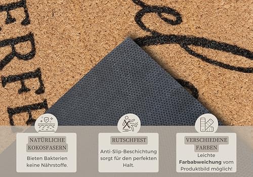 Hanse Home Fußmatte Kokos 45x70cm – rutschfeste Schmutzfangmatte Natur für Innen, Fußabtreter Welcome Lustig Kokosfaser Kokosmatte für Eingangsbereich & überdachten Außenbereich