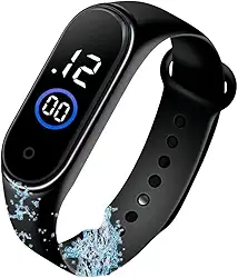 Relógio esportivo Unissex LED Digital Prova D'água Preto