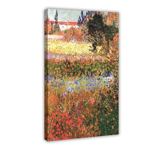 Toile Van Gogh jardin fleuri WCYB, tableau suspendu haute définition