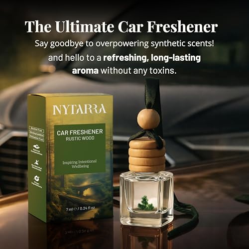 Image of Nytarra Car Perfumes Luxury Combo - Rustic Woods & Sunshine Zest | No-Alcohol & Long-Lasting Car Fragrance Diffuser, Best Car Air Freshener, Premium Car Scent Hanging Pod