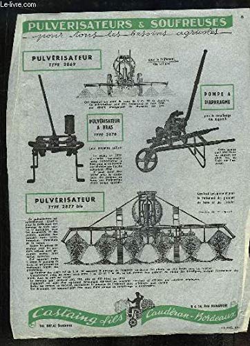 1 brochure publicitaire de Pulvérisateurs & Souffreuses : Pulvérisateur, Type 2869, Pulvérisateur à bras Type 2878, Pompe à Diaphragme, Pulvérisateur type 2877 bis.
