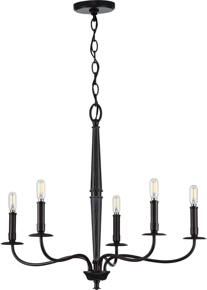 Progress Lighting Durrell Collection 5-Light Coastal Chandelier Light Matte Black