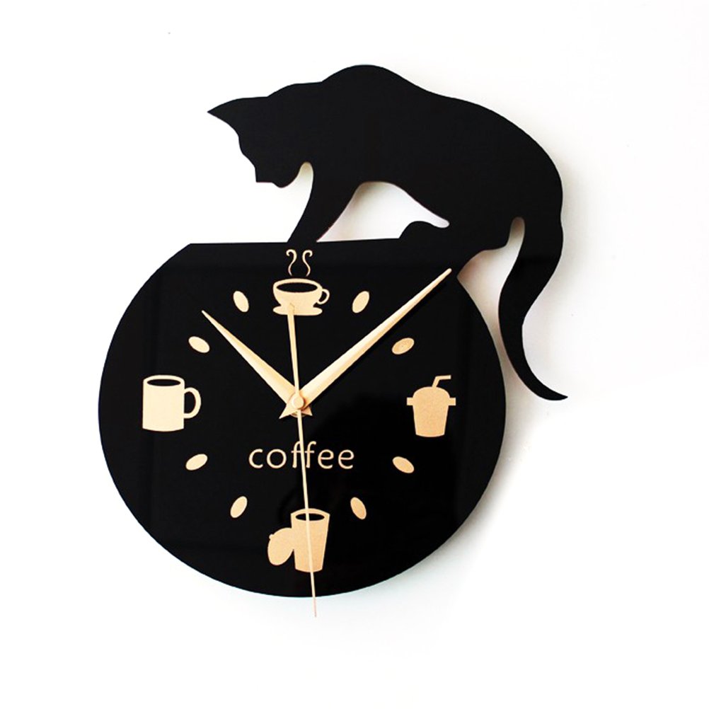 yuandd Orologio da parete Silenzioso Non Ticchettio, Gatto Rotondo Si Siede Sulla Toilette Stampa Artistica Orologio Per La Casa Camera Da Letto Ufficio Facile Da Leggere (30cm