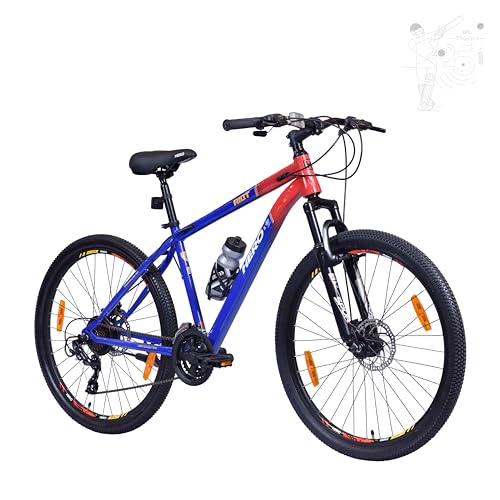 Image of Hero RIOT DC 27.5T 21 Speed Mountain Bicycle for Mens | Front Suspension | Disc Brake | Frame 17.5 Inches | Blue-Red | IPL Edition | Ideal for 15+ Yrs | 95% Assembled Cycle(Ready to Ride in 5 Min)