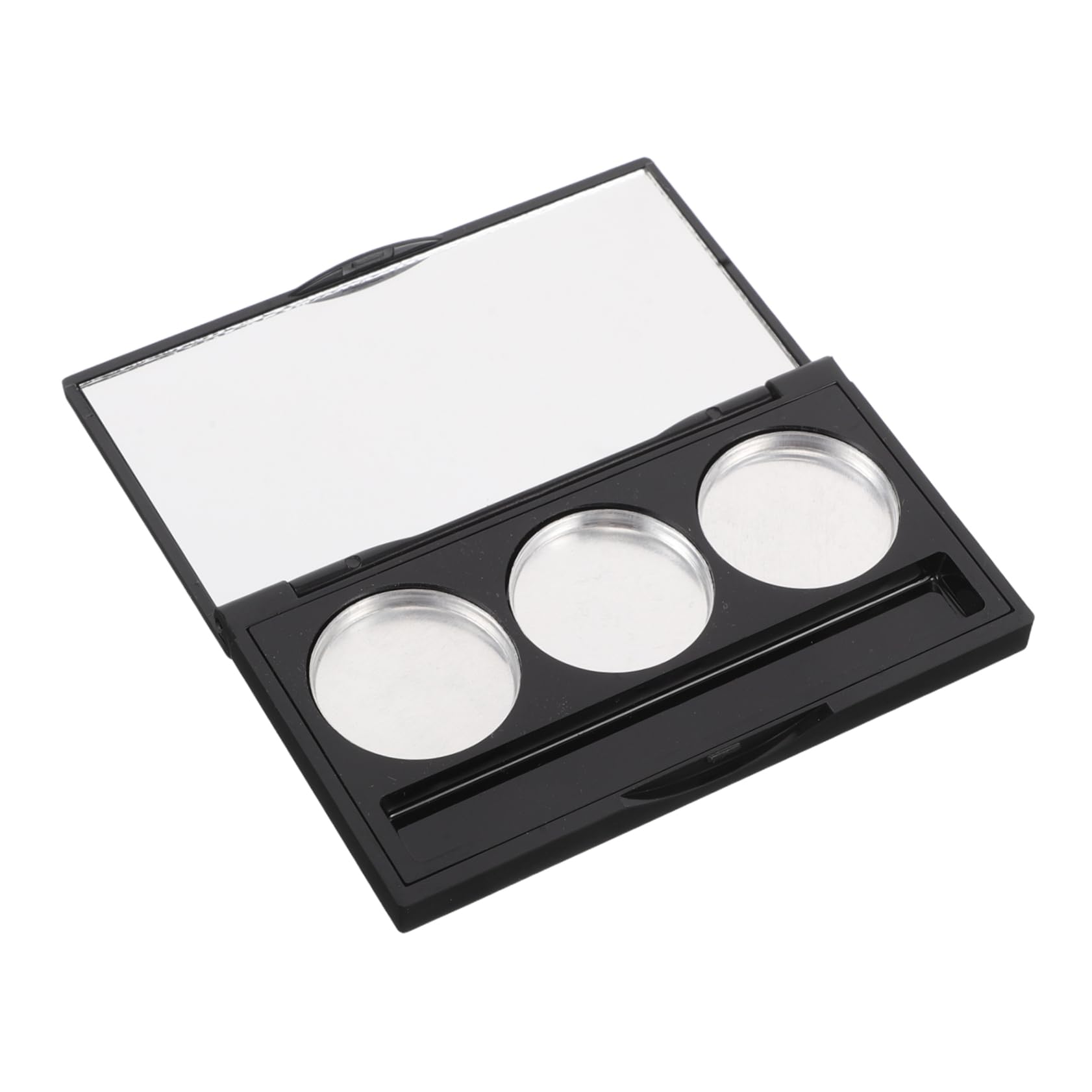 Ipetboom 3-compartment Shadow Palette Brush Slot Black Diy Makeup Storage Box for Eyeshadow Blush