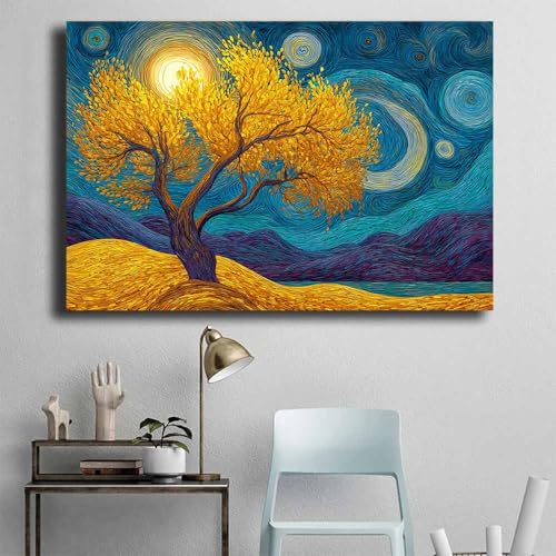 Arbre de vie decoration murale peinture tableaux interessant jaune