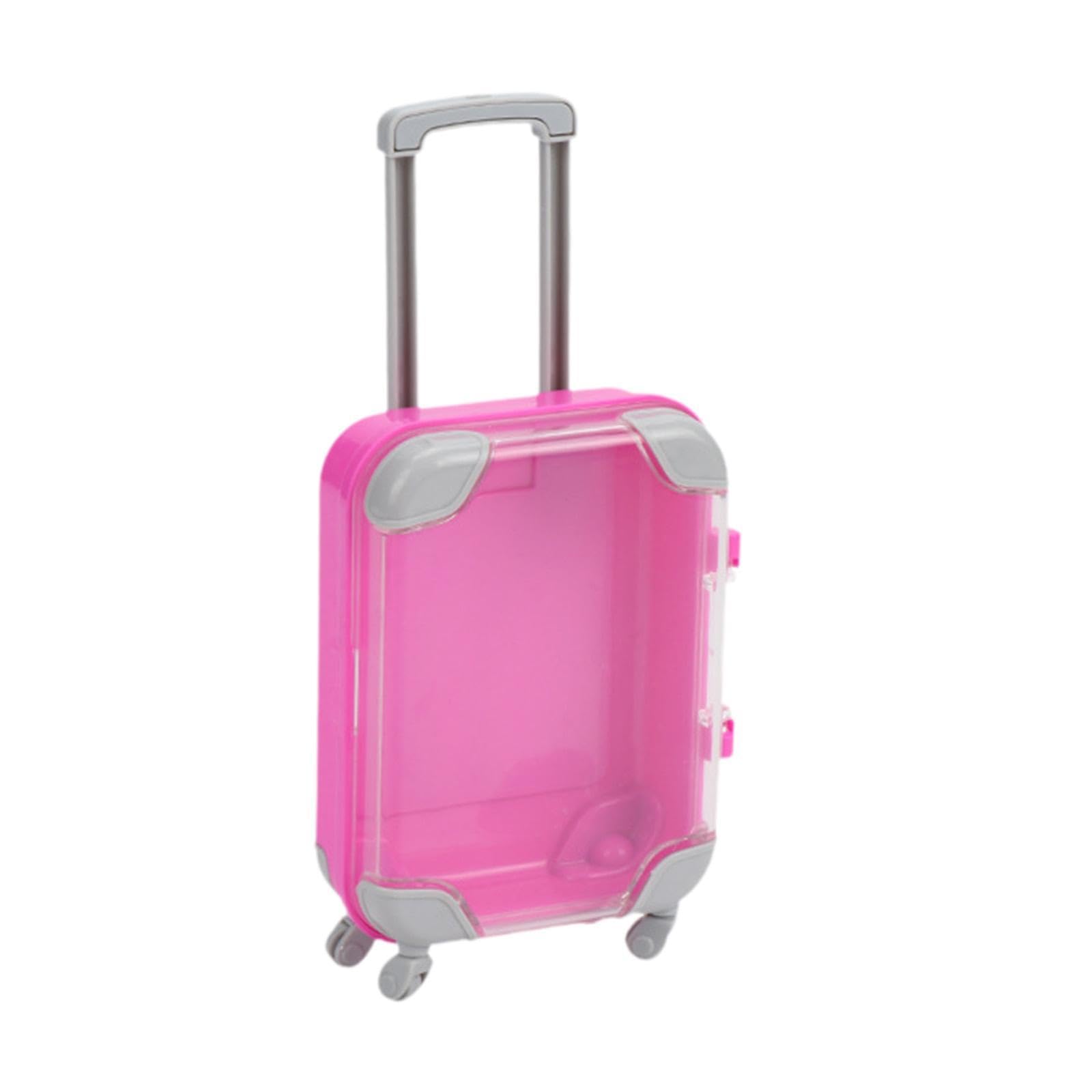 FashionCha Mini Suitcase for Fashion Dolls, Ideal As A Party Favor for Children's Parties And for Role-playing, Rose Red