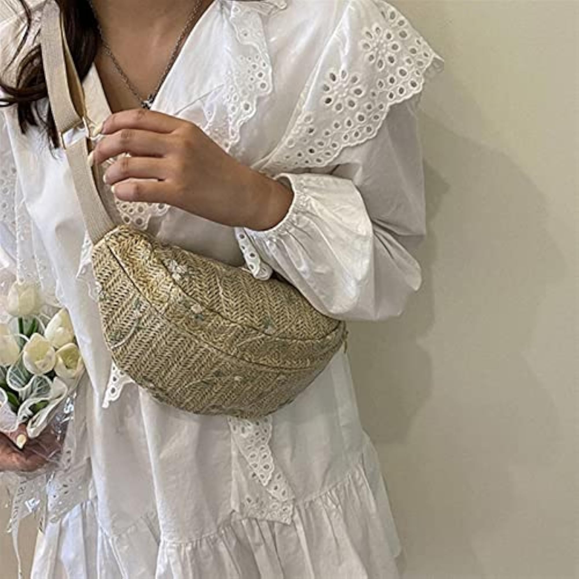 Women's Lace Woven Neck Wallet Cross Body Chest Bag