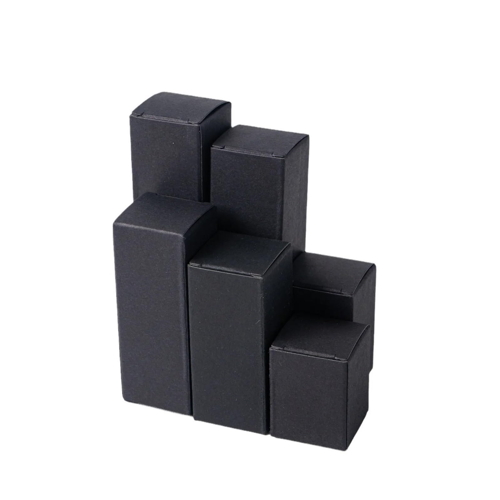 Packung Kraftpapier-Lippenstiftetuis 50 Stück rechteckige Faltschachtel aus Kraftpapier | For Kerzenbonbons(Black,7x7cm LxW,12cm H)
