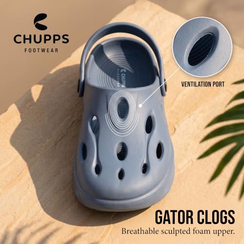 Image of CHUPPS Gator Clogs for Men | Lightweight EVA Clogs | Anti-Slip Sole | Cushioned Footbed | Breathable Ventilation | Adjustable Back Strap | Waterproof Casual Garden Clogs for Men