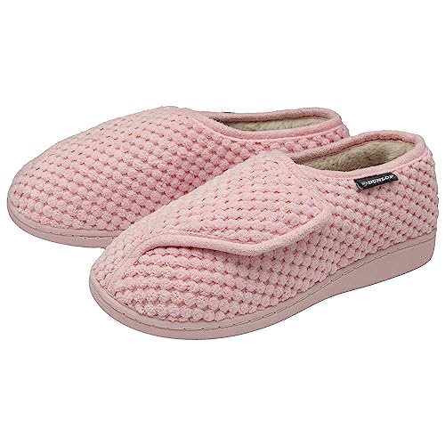 Dunlop Ladies Rip Tape Fastening Slippers - Pink - UK 5