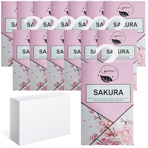 14PCS Ambientador Armario Ropa Limpia, Saquitos Armario ambientador Lavanda, Perfumador Ropa, Bolsa Guardarropa, Hogar Saquitos Armario Ropa, Bolsita Refrescador para Coche, Zapatero (Sakura)