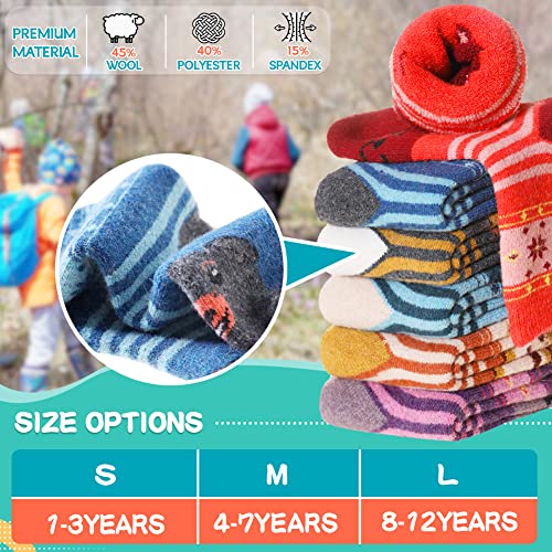 Velice Kids Wool Socks Boy Girls Winter Warm Thick Thermal Heavy Boot Hiking Crew Cozy Gift Socks For Children Toddlers 6 Pairs (Animal-Snowflake, 8-12 Years) #TOP2