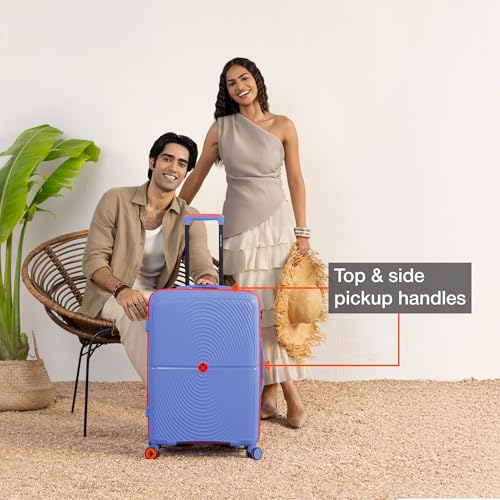 Image of Nasher Miles Bali Hard-Sided Polypropylene Check-in Luggage 28 inch | 75cm | 8 Wheels Large Trolley Bag for Travel | Suitcase (Navy Blue)