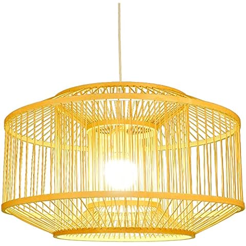 MODEBHD 15.7''Bamboo Chandelier,Bamboo Wicker Hanging Lamp Cover