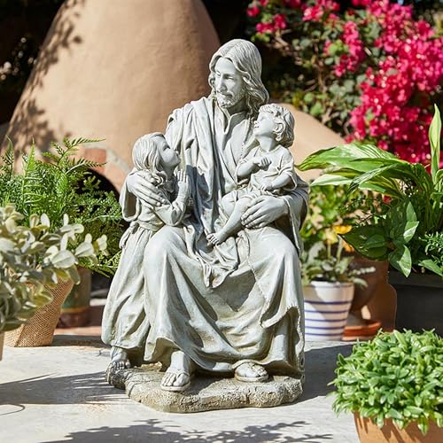 Estatua religiosa de Jesús con niños 16.5 pulgadas miniatura 2