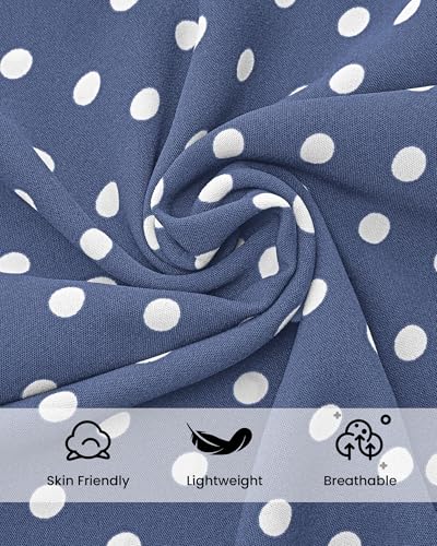 KIRUNDO Dress Pants Women 2026 Summer Polka Dot Palazzo Wide Leg Trousers Flowy Business Casual Slacks for Work with Pockets(Dot Dusty Blue White, X-Large) — view 5