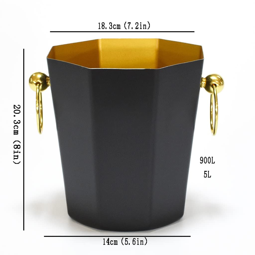 Cubo de hielo aislado de acero inoxidable portátil para champán, cerveza, vino, mantener más fresco, fiesta, octágono, gran capacidad, cubos de hielo de 5 litros para fiestas (B)