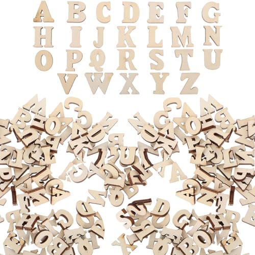 JYSNOW 208 Piezas Letras de Madera, 15 mm Letras de Madera Pequeñas, Wooden Letters A Z，para Manualidades, Educación Infantil Bodas Decoraciones de Cumpleaños (Estilo 1)